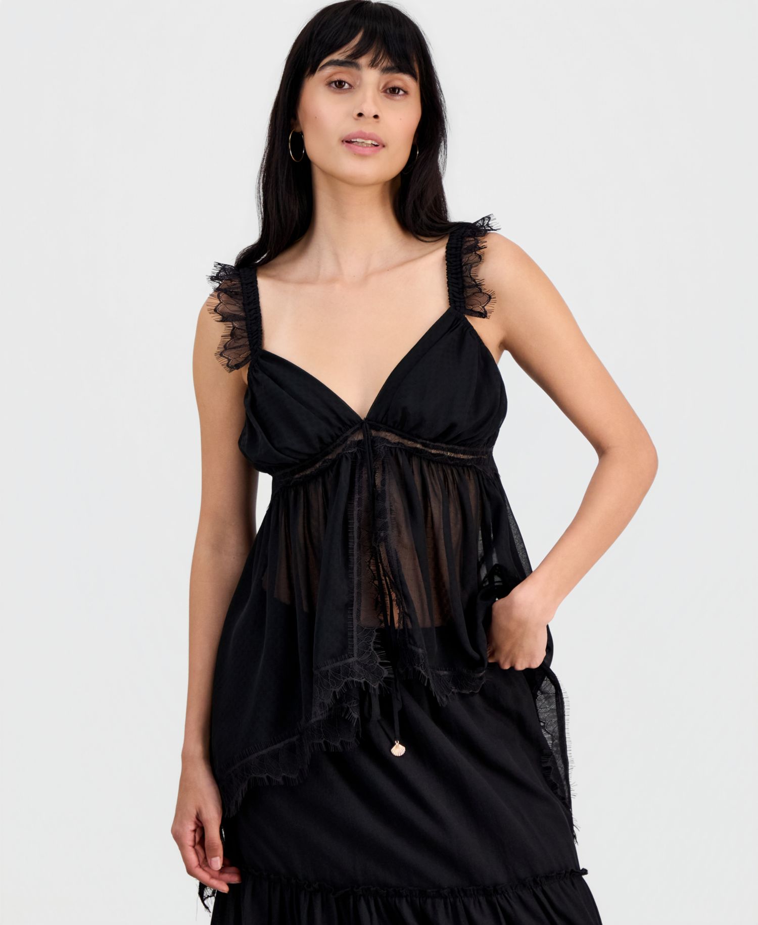 Women's Lace-Trim Handkerchief-Hem Tank Top