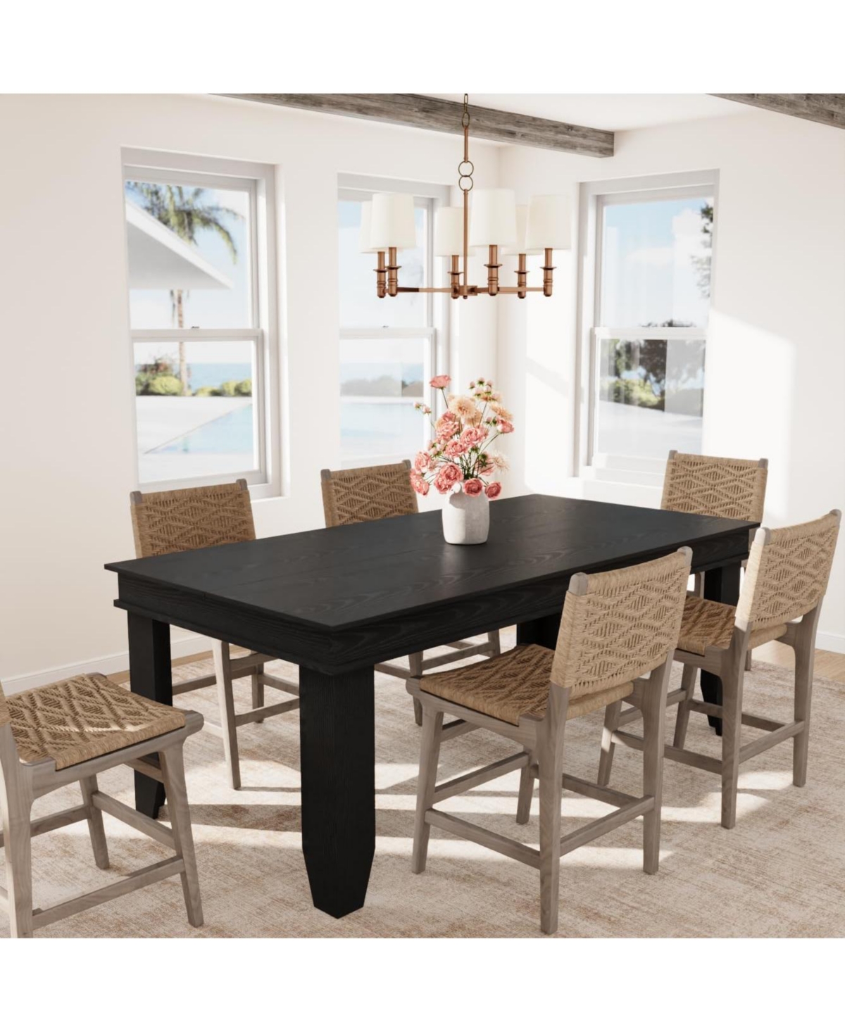 gaomon 71" Dining Table for 6 to 8, Wood Rustic Kitchen with Eadge Trim, Large Rectangular Dinner Room, Home Office, Livin