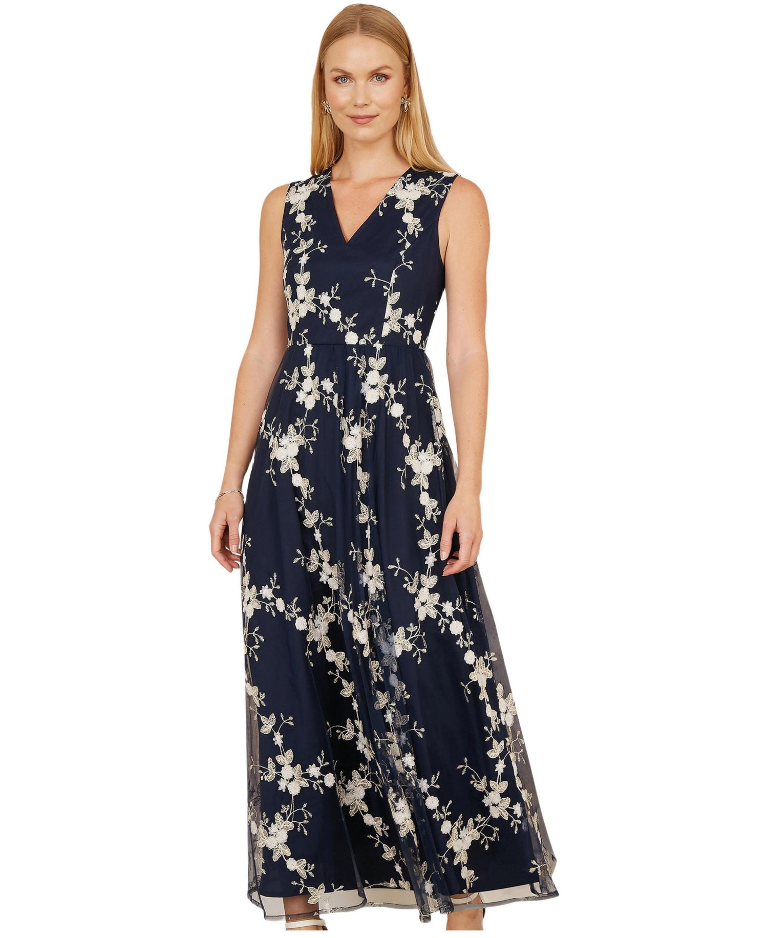 Women's Mesh Embroidered Maxi Dress