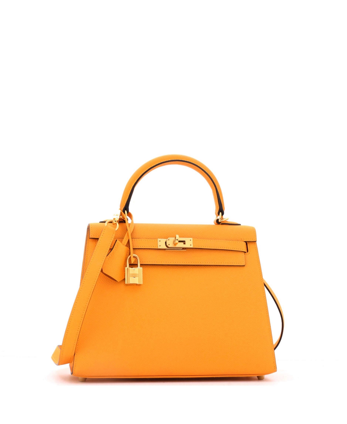 Pre-Owned HERMES Kelly 25 Handbag Yellow Epsom with Gold Hardware