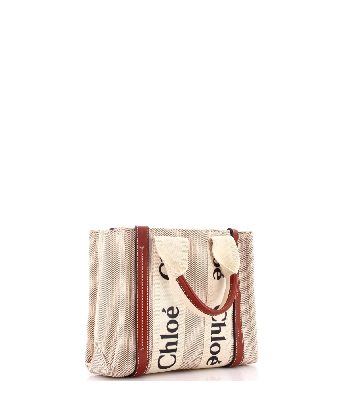 Pre-Owned Chloe Small Woody Tote Canvas with Leather