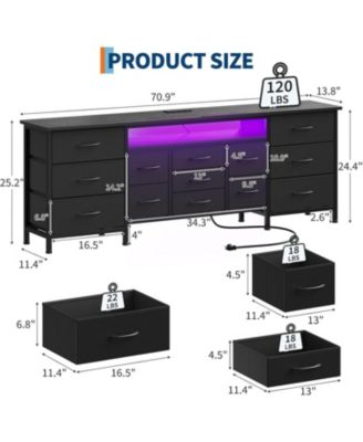 70 Inch TV Stand with Drawers and Outlet, Long Entertainment Center for 65 75 80 Inch TV