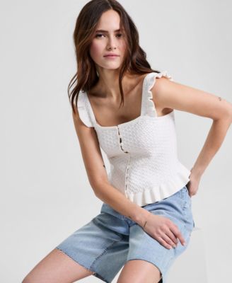 Women's Pointelle Knit Sleeveless Top