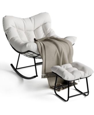 gaomon Oversized Outdoor Papasan Rocking Chair with Ottoman, Weather ...