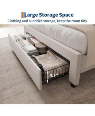 Bed Frame with Storage Headboard, Wooden full Bed Frame with Charging Station, Metal Platform BedFrame with Large Drawers