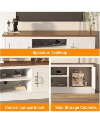 Farmhouse TV Stand for 65 Inch TVs, Entertainment Center with Storage Cabinets, Modern Media Console Table