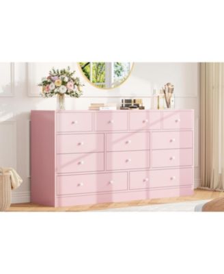 12 Drawer 61in Modern Dresser with Charging Station, Large TV Stand Storage Organizer for Bedroom Nursery Living Room