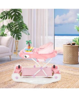Baby Aloha 2-in-1 Foldable Walker with Adjustable Height, Music Tray, Padded Seat & Removable Mat (6–36m)