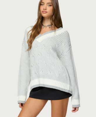 Women's Lila V Neck Cable Knit Sweater