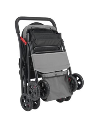 4-Wheel Pet Stroller: Foldable & Reversible, Supports Up to 44lbs for Dogs & Cats - Travel Ready