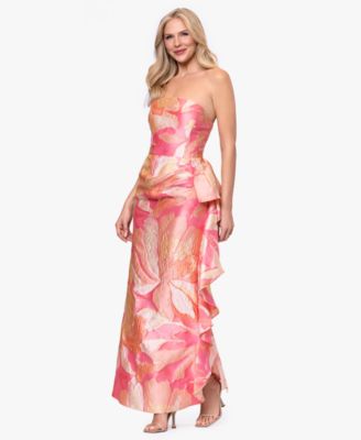 Women's Strapless Side Ruffle Ball Gown