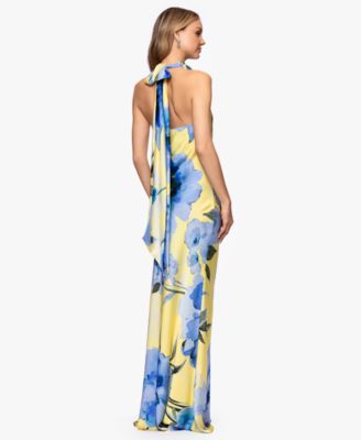 Women's Cowl Neck Printed Ball Gown