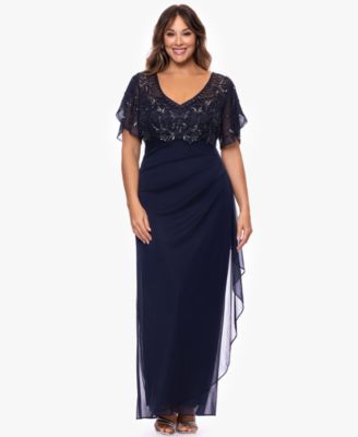 Plus Size V-Neck Short-Sleeve Ball Gown