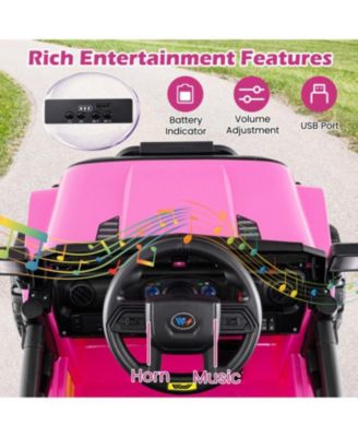 Kids 12V Ride On Car Truck with Trailer, Battery Powered Ride On Toy