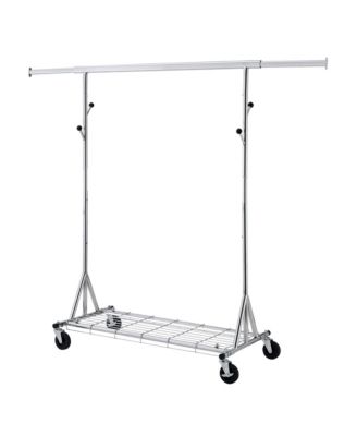 Heavy Duty Clothing Rack, Collapsible and Portable Hanging Rack, Rolling Garment Rack with Wheels and Mesh Shelf, 600LBS Capacity for Bedroom