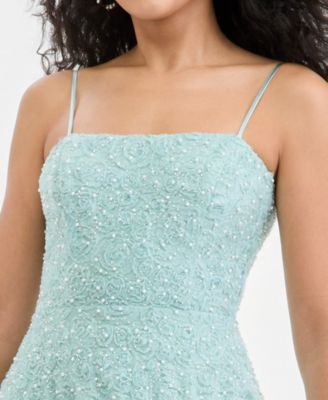 Juniors' Beaded-Soutache Ball Gown