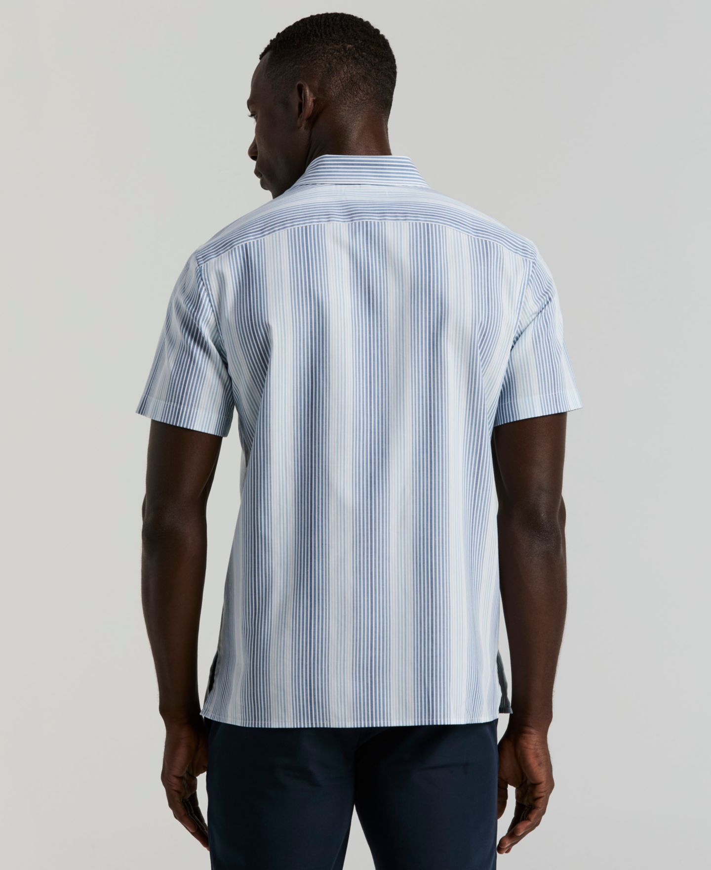 Мужская рубашка Perry Ellis Variegated Stripe Short-Sleeve, цвет: Синий — фото 5