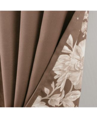 100% Polyester 190 GSM Eloise Reversible Blackout Grommet Curtain Panel 54" x 90" Mocha