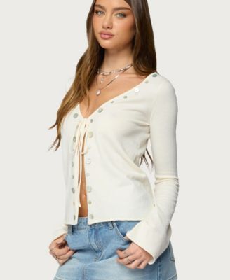Women's Jesy Iridescent Split Front Knit Cardigan