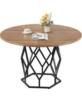 47 Inch Round Dining Table Farmhouse Dining Kitchen Table for 4-6 People Kitchen and Dining Room Tables