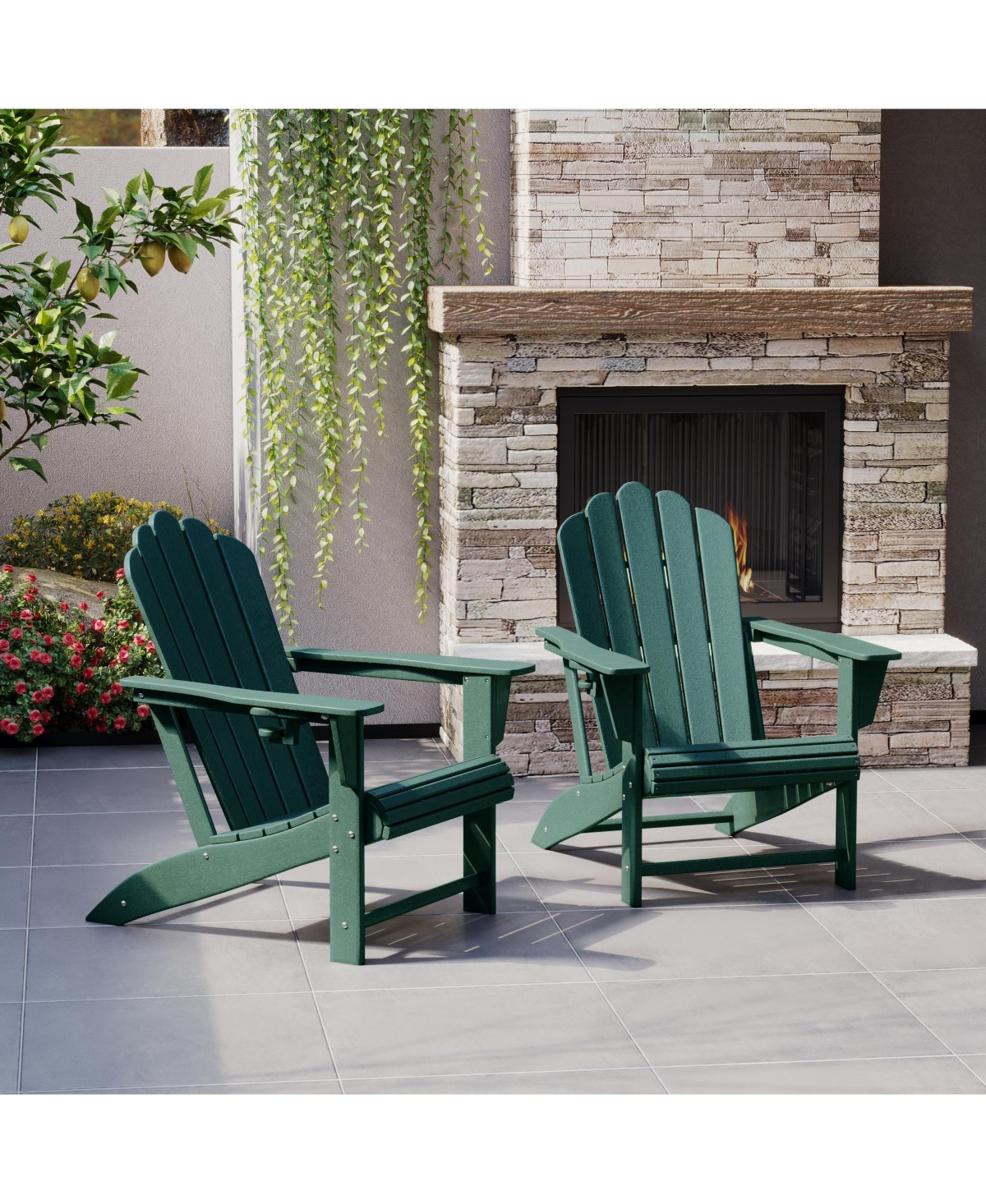 WestinTrends Outdoor Patio Hdpe Adirondack Chairs With Cup Holders (Set of