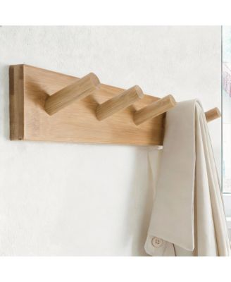 Bamboo 5-Peg Wall Rack for Coats, Hats, Towels