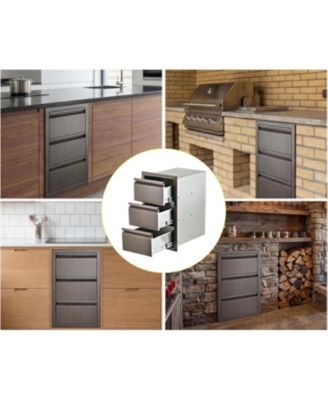 Outdoor Kitchen Drawers D Flush Mount Triple Drawers, Stainless Steel Drawer for Outdoor Kitchen Island