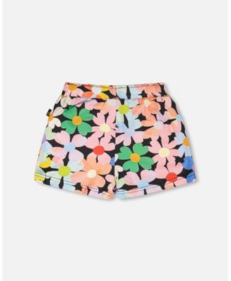 Girl Jersey Shorts Printed Flowers - Child