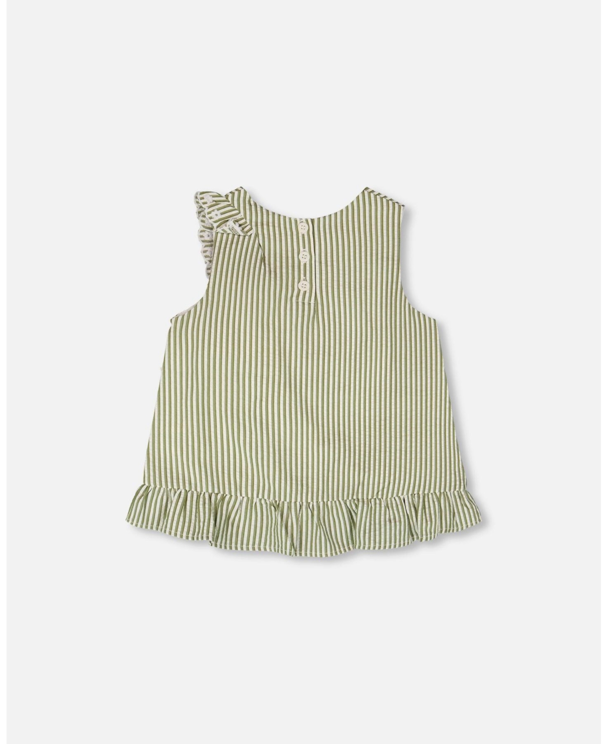 Deux par Big Girls Top Stripes with Embroidered Ruffle