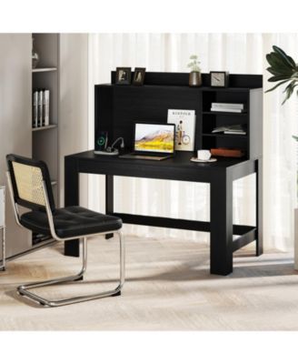 Modern Home Office Desk with Hutch and Storage, Workstation