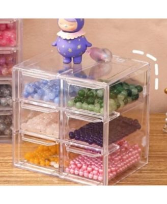 Clear 6-Grid Drawer DIY Organizer - Easy to Use & Practical Storage Box for DIY Beads, Jewelry & Craft Supplies