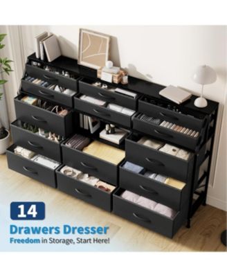 Drawer Fabric Dresser for Bedroom, Large Dresser with 2 Shelves & Wood Top, Dressers & Chests of Drawers