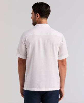 Men's Linen-Blend Island Scenic Print Shirt