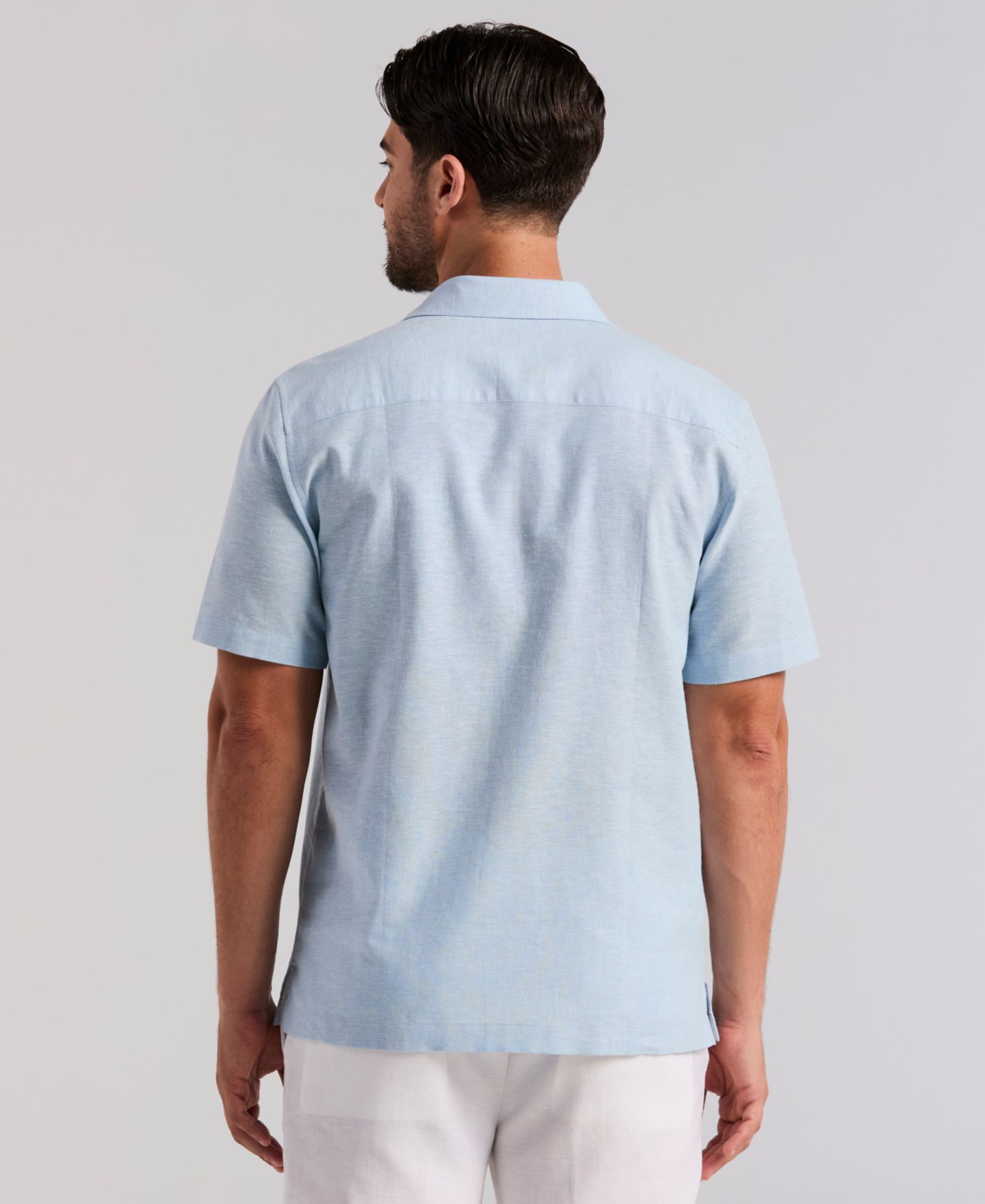 Мужская рубашка Cubavera Linen Slub Texture Panel Classic-Fit, цвет: Синий — фото 5