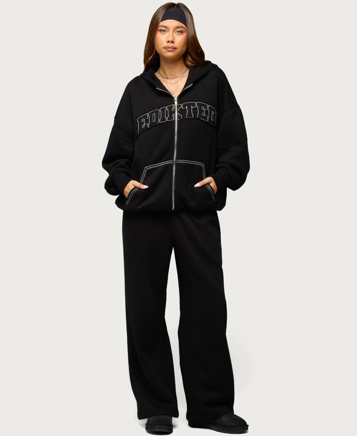 Женское худи Edikted Oversized Sweatshirt, цвет: Чёрный — фото 3