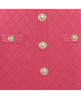 Women's Jacquard Knit Button Detail Mini Dress