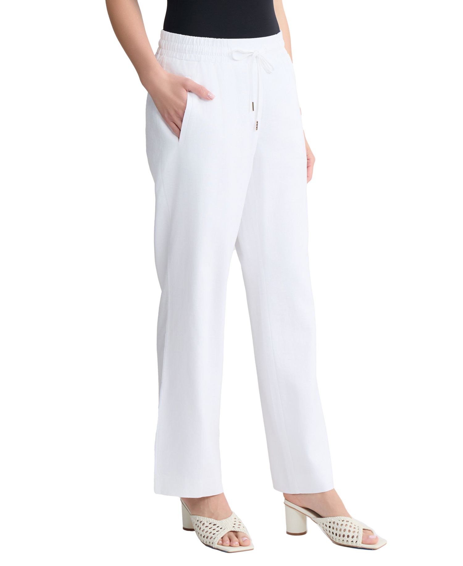 Petite Pull-On Linen Drawstring Pants
