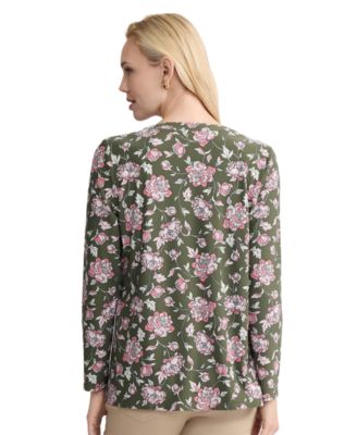 Petite Long-Sleeve Henley Neck Top