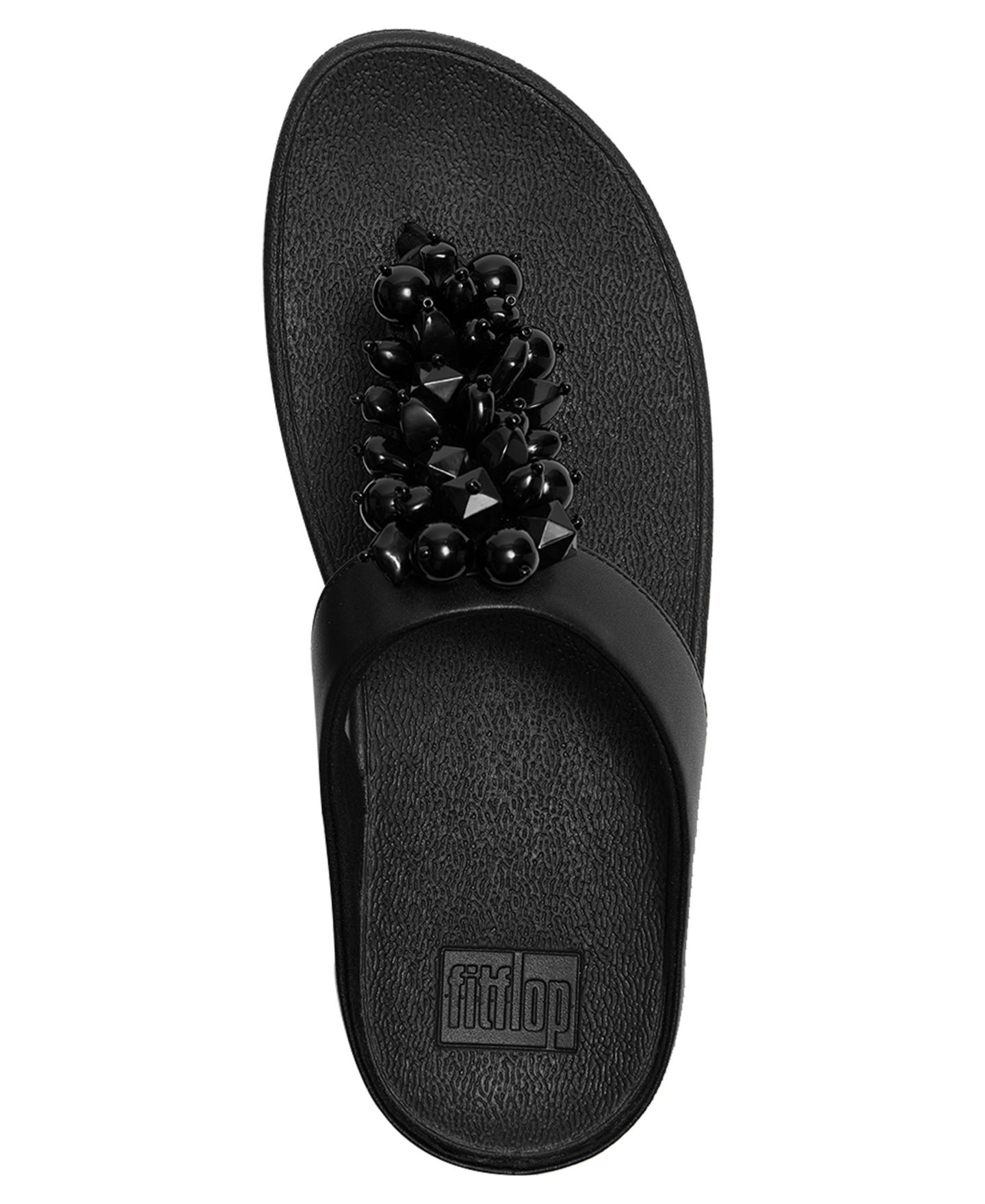Женские сандалии FitFlop Fino Bead Cluster Toe Post Slip-On, цвет: Чёрный — фото 3