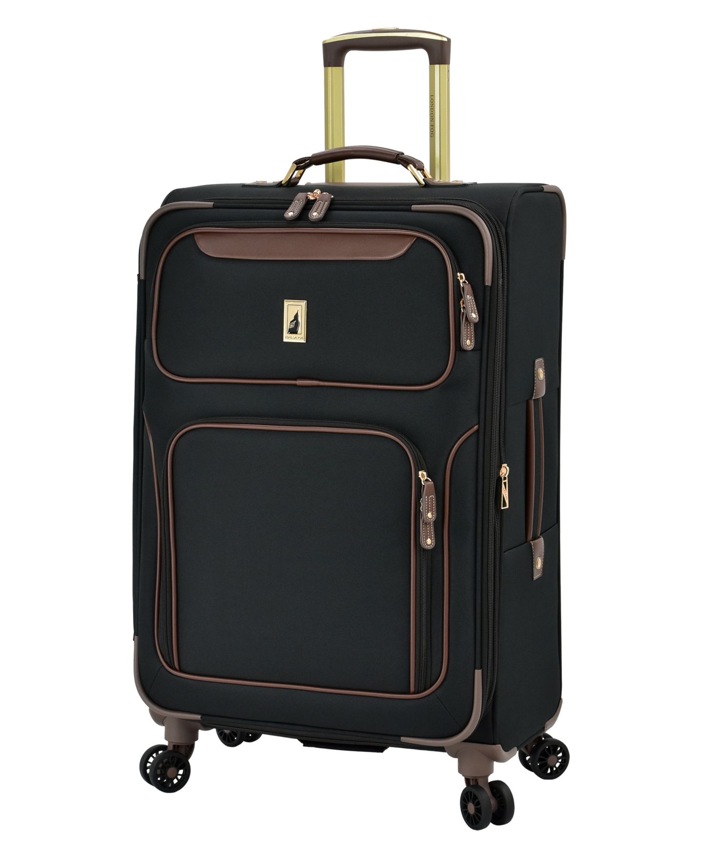 Чемодан London Fog Nottingham Medium Expandable Softside Spinner, цвет: Чёрный каштановый — фото 1