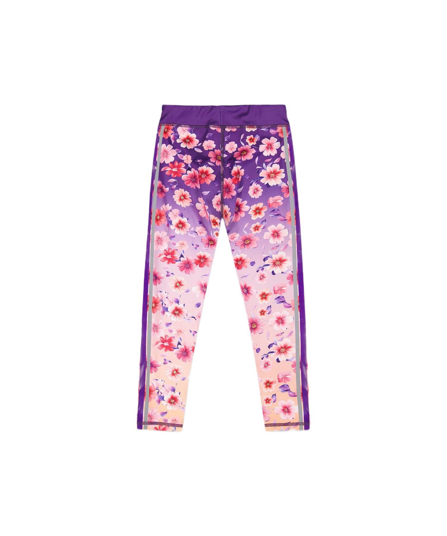 Big Girls Athletic Leggings in Polyester Mauve Floral Gradient
