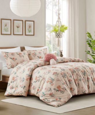 Gwen Mushroom Garden Floral 4-Pc. Comforter Set, Full/Queen