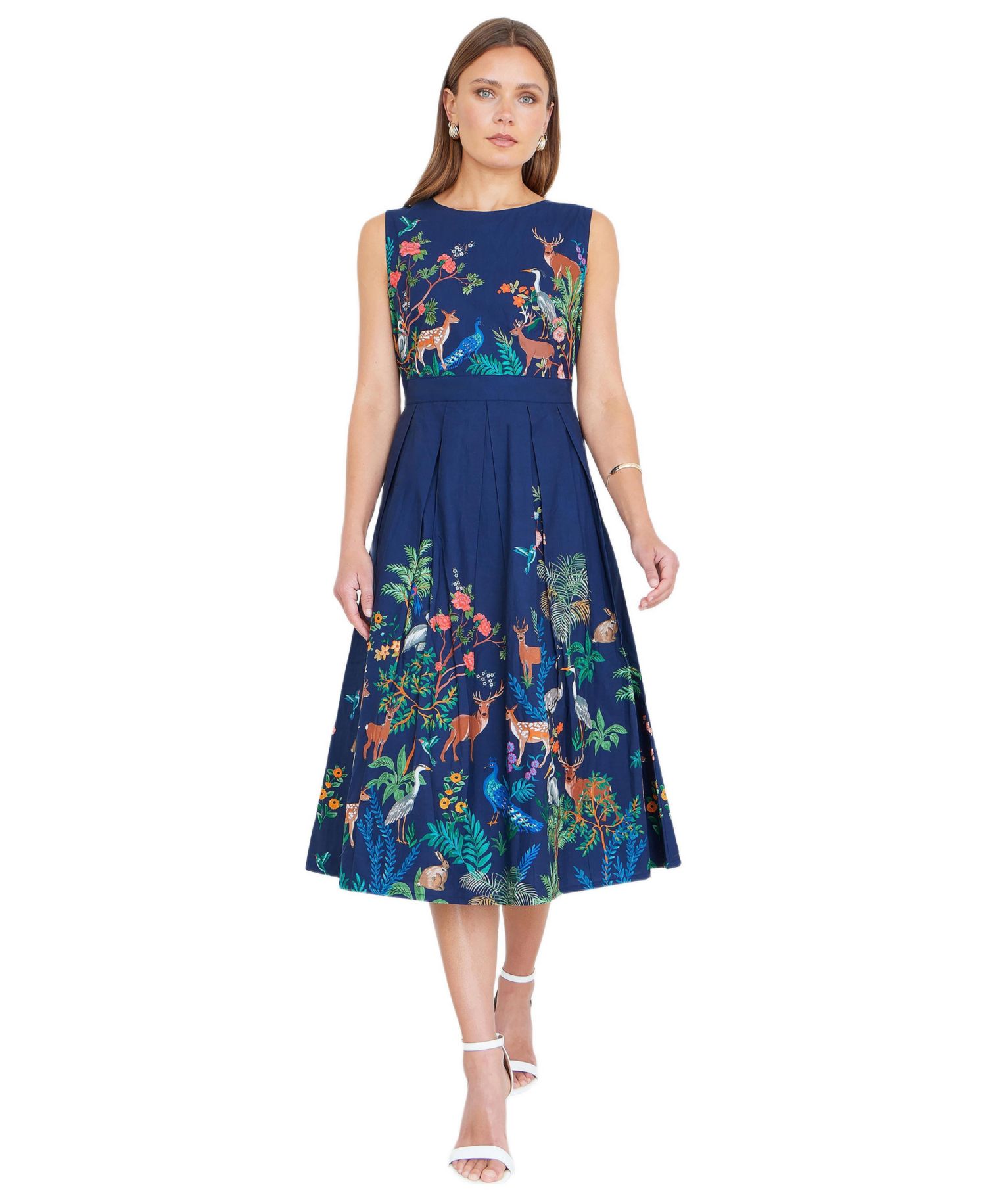 Women's Animal Print Cotton Midi Skater Dress
