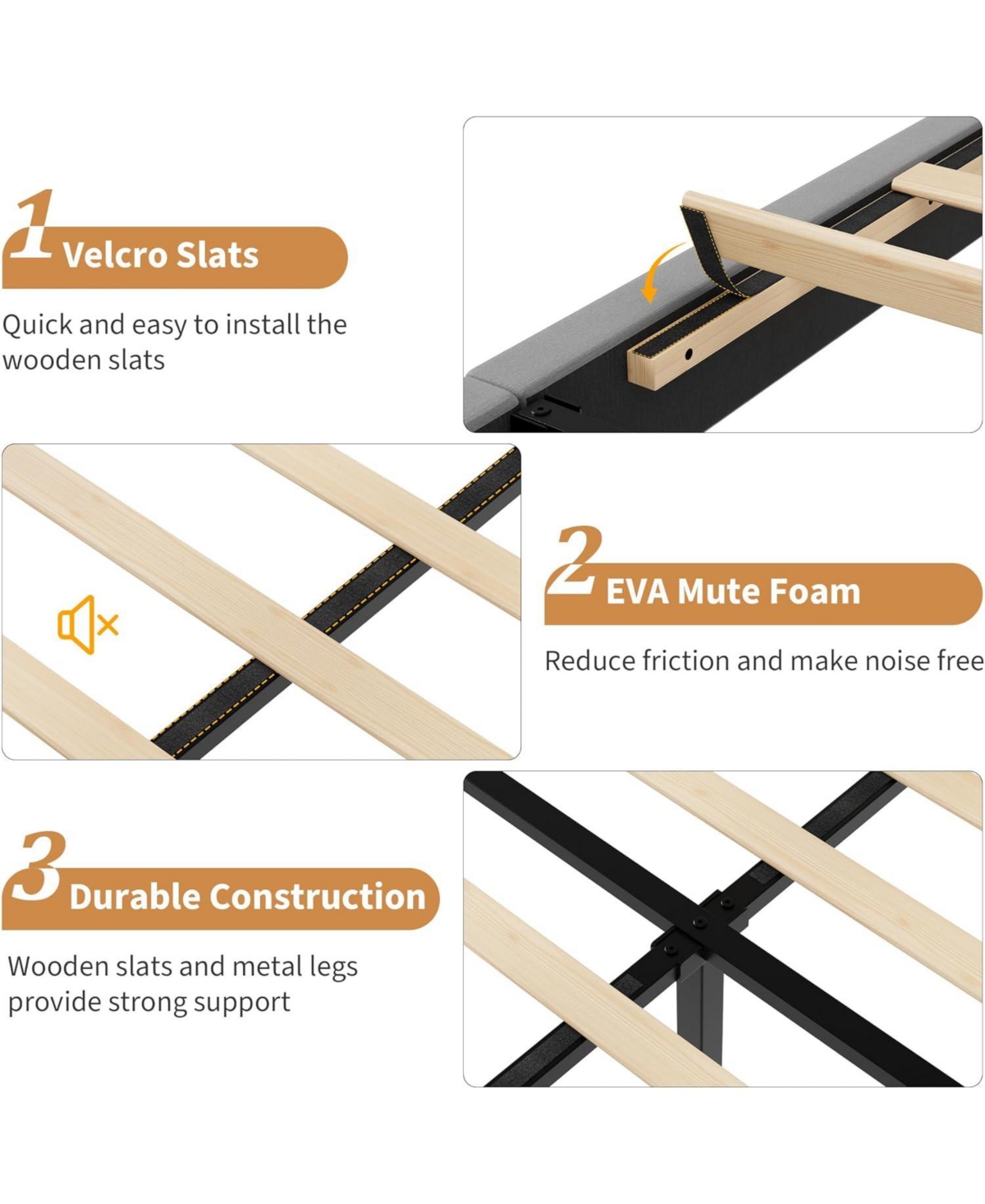 Draft - gaomon Full Size Velvet Bed Frame, Vertical Channel Tufted Headboard, Height Adjustable, Upholstered Platform Bed