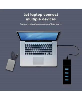 4-Port USB 3.0 High Speed Hub - with LED Strip, Portable Expansion Hub for Office Work & Business Travel