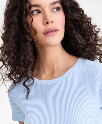 Women's Short-Sleeve Rib Knit Sweater