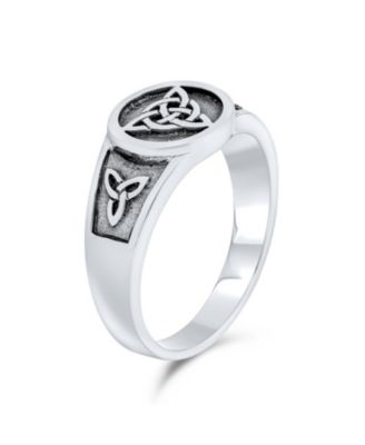Ancient Viking Celtic Infinity Trinity Knot Triquetra Signet Ring Oxidized .925 Sterling Silver