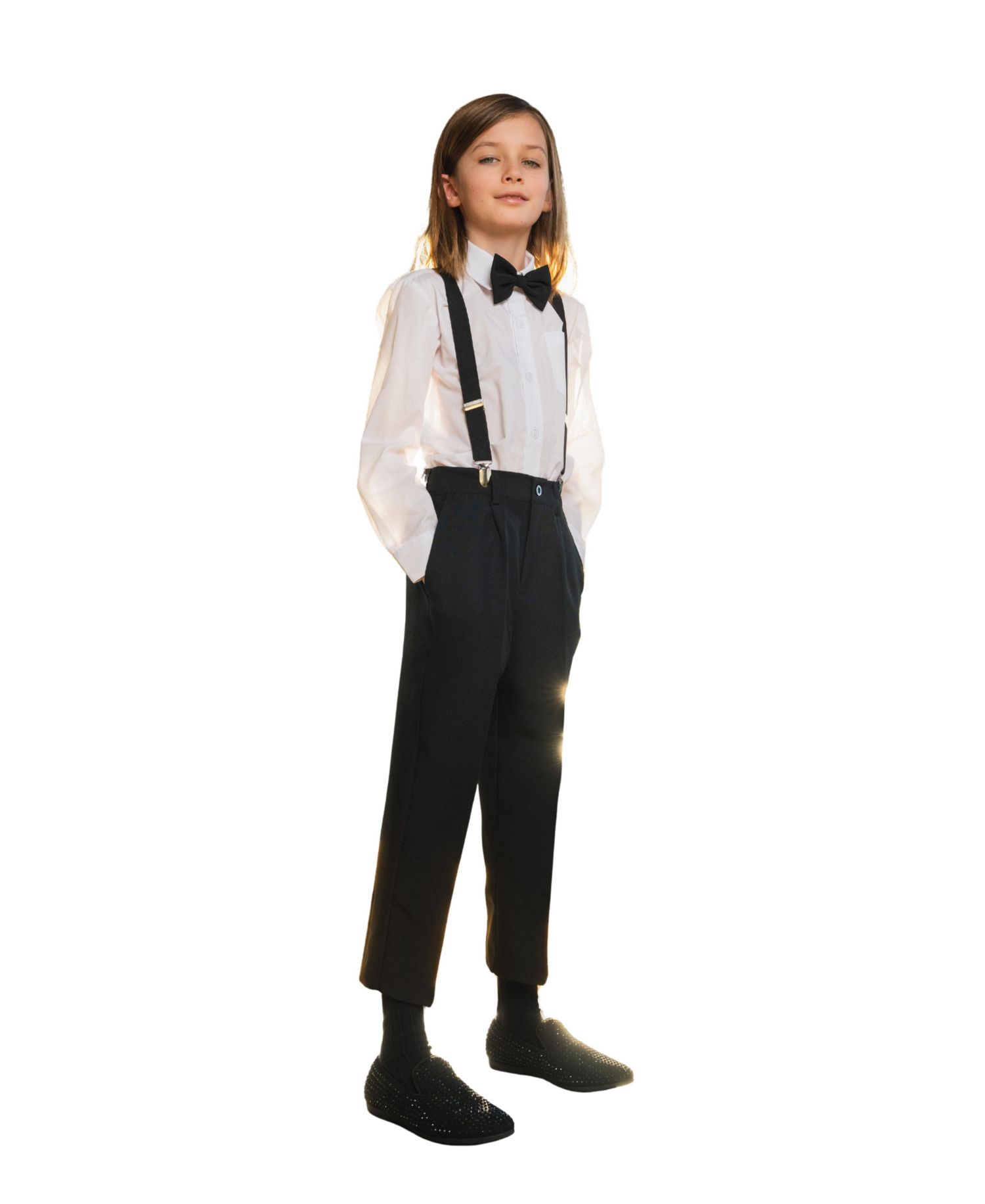 Big Boys Barn Wedding 4-Piece Shirt, Bowtie, Suspenders and Pants Set