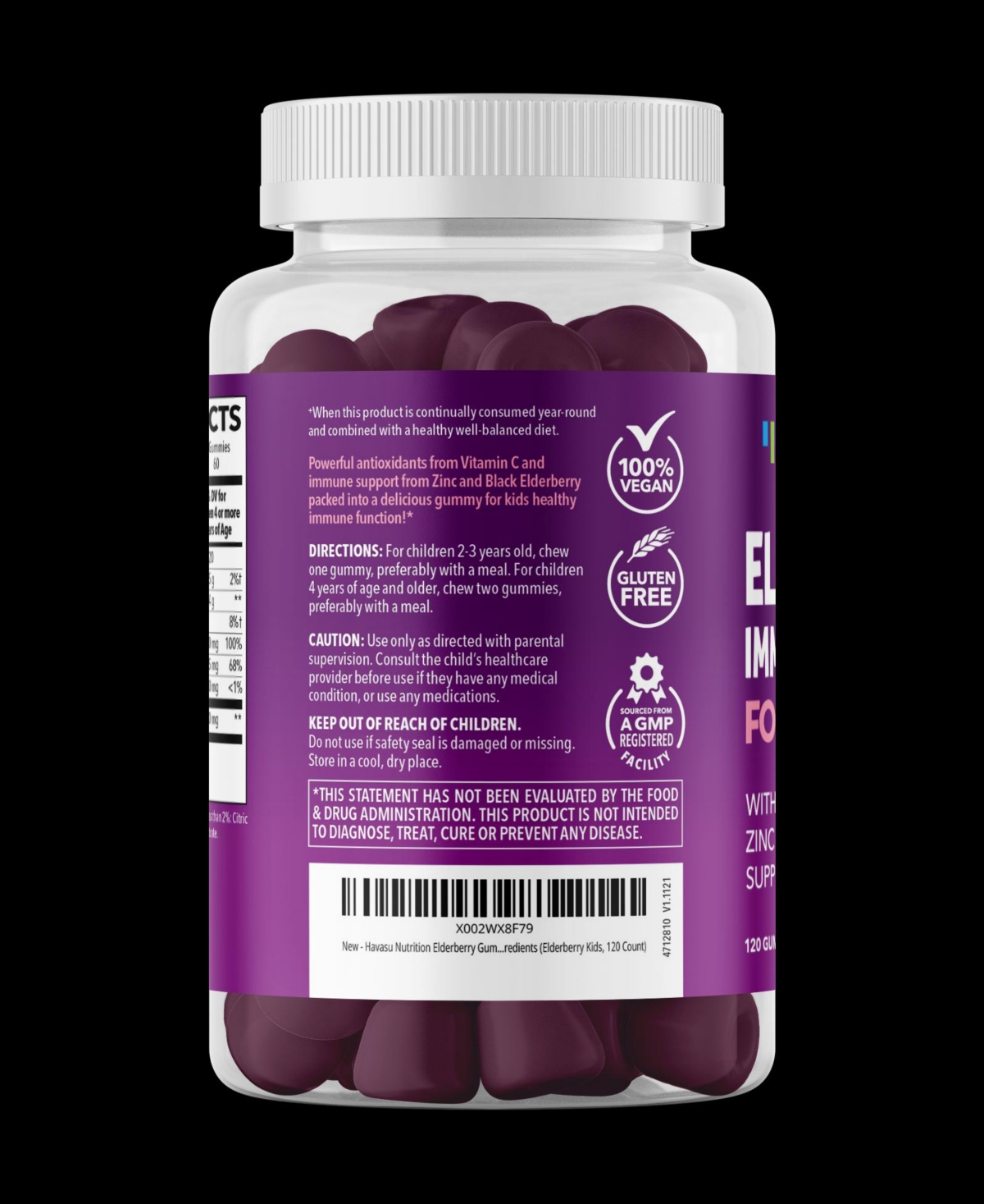 Elderberry Gummies for Kids, Havasu Nutrition, 120ct