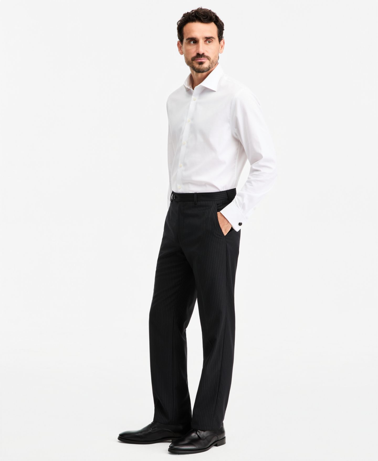 Мужские брюки Michael Kors Classic-Fit Pinstripe Wool-Blend Suit Separate, цвет: Чёрный — фото 2